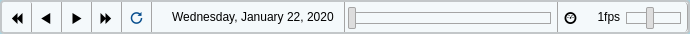 The date slider consisting of several form controls, as follows